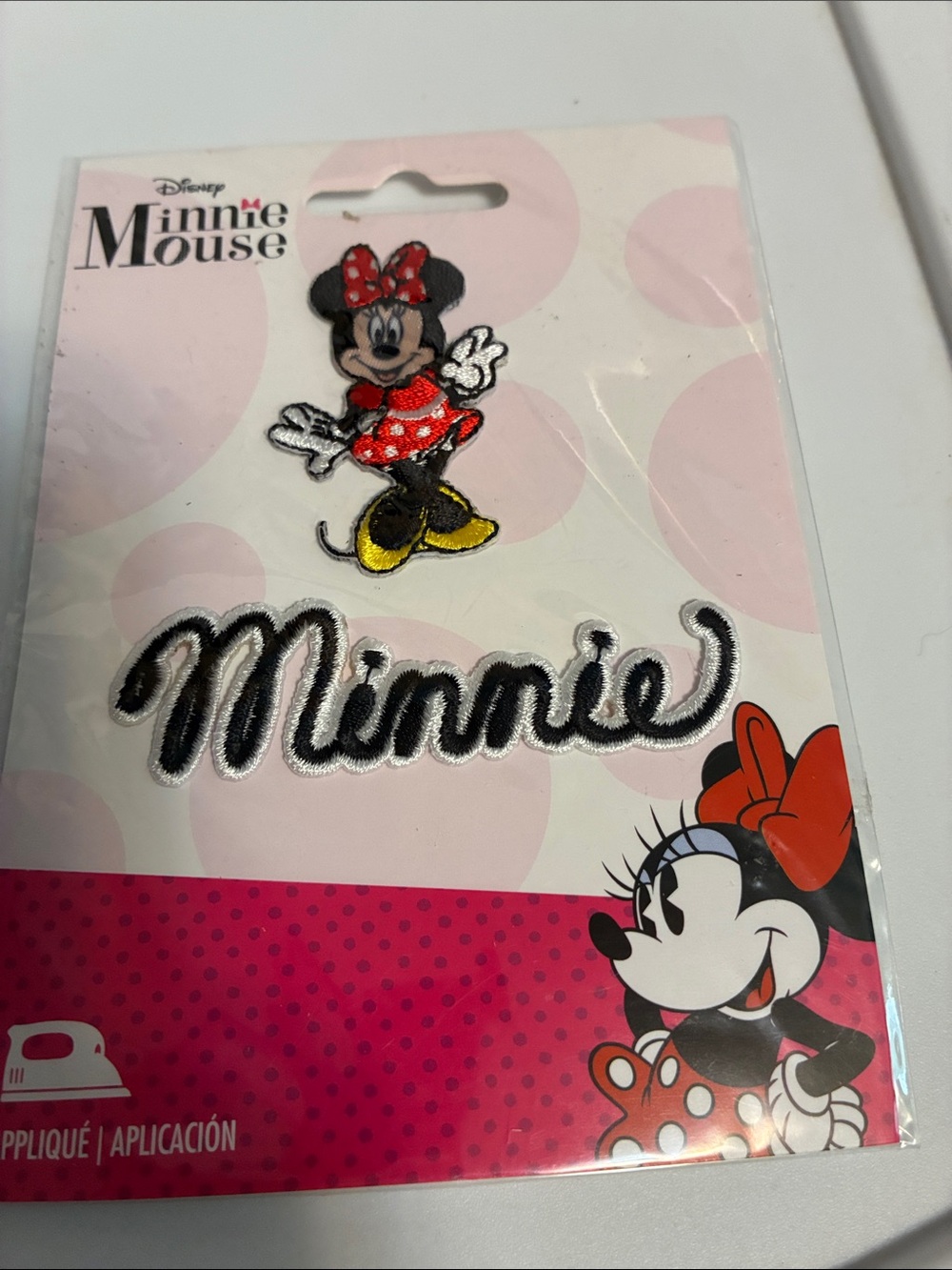 Fabric Iron-On Patch Set of 3 - Minnie Mouse Peace sign fish - Picture 2 of 7